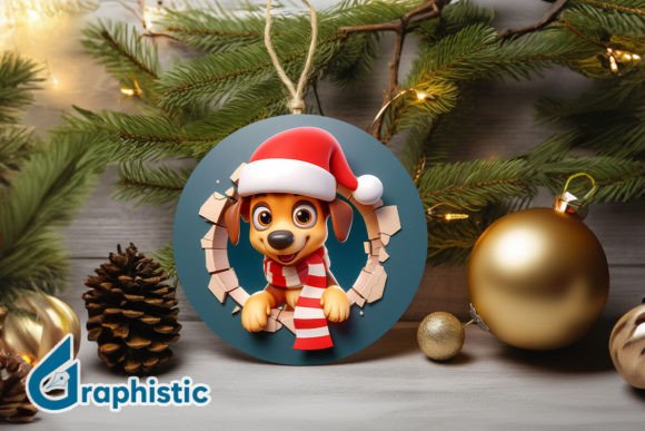 3D Dog Christmas Ornament Front 36: Illustrations for Sellers