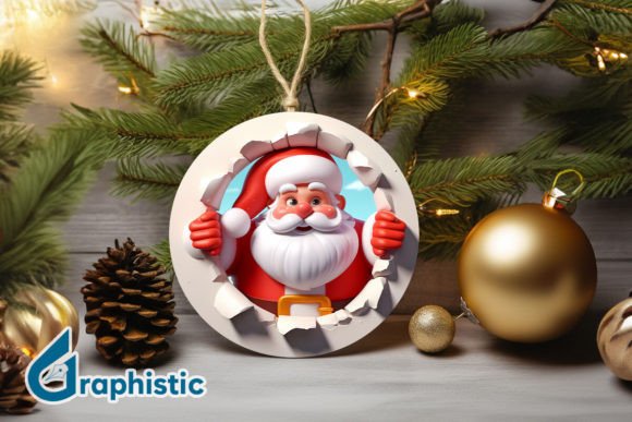 3D Santa Ornament: Premium Illustrations