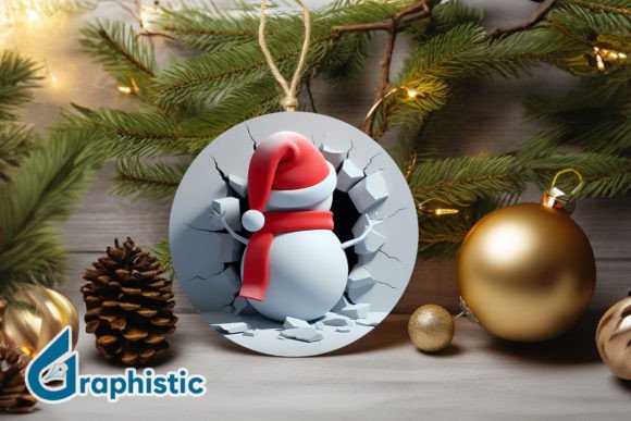 3D Snowman Ornament Back 51: Festive Illustrations
