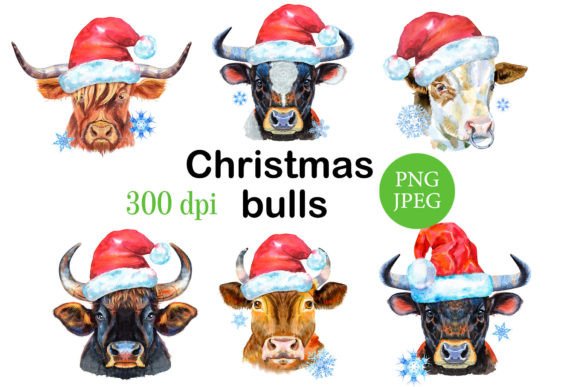 Christmas Bulls: Bold Illustrations for Festive Branding