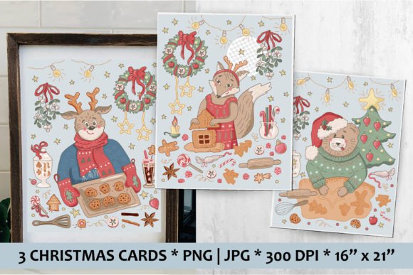 Christmas Cards. Christmas Bakery Illustrations
