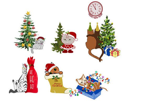 Christmas Cat Set 1: Illustrations for Festive Blogs