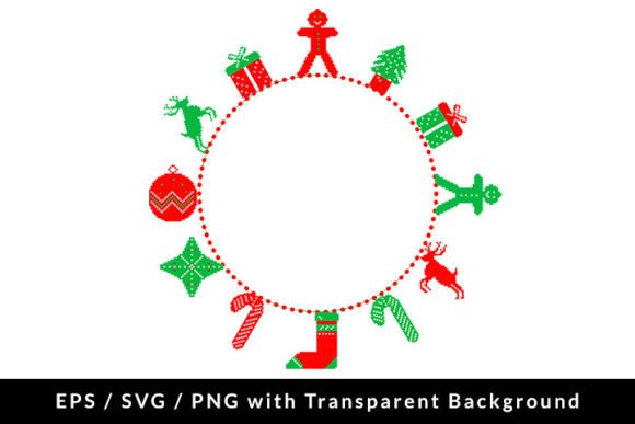 Christmas Frame Pixel Art: Retro Illustrations