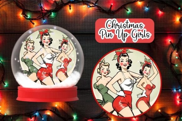 Christmas Pin Up Girls Clipart: Retro Illustrations