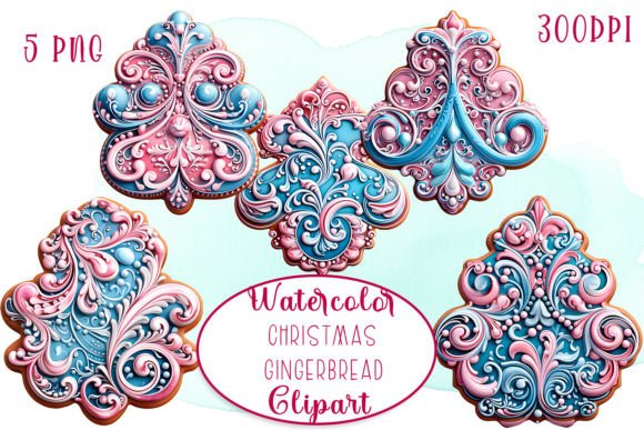 Christmas Pink Velvet Gingerbread Illustrations