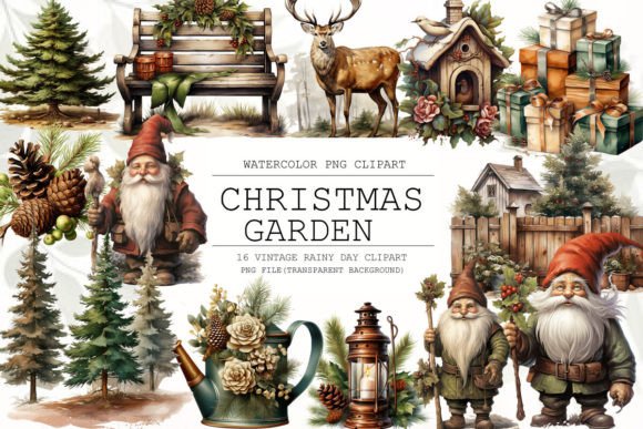 Christmas Rustic Garden Clipart: Illustrations Review