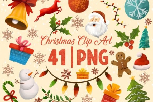 Christmas Watercolor Clip Art & Illustrations