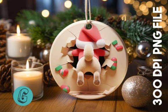 Cute Dog Christmas Ornament Back 31 Illustrations