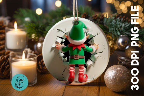 Cute ELF Christmas Ornament B 125 Illustrations