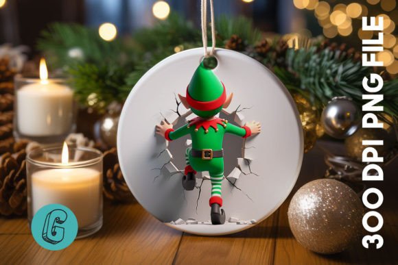 Cute ELF Christmas Ornament B 127 Illustrations
