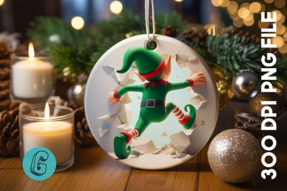 Cute ELF Christmas Ornament B 133: Illustrations Review