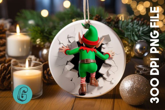 Cute ELF Christmas Ornament B 135 Illustrations