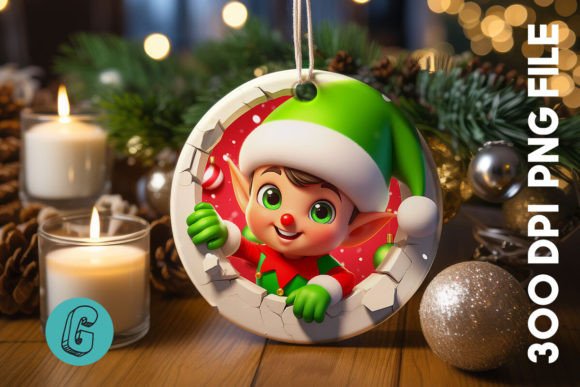 Cute ELF Christmas Ornament F 140: Illustrations Review