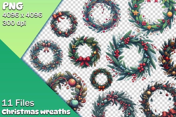 Festive Christmas Wreath Collection Illustrations