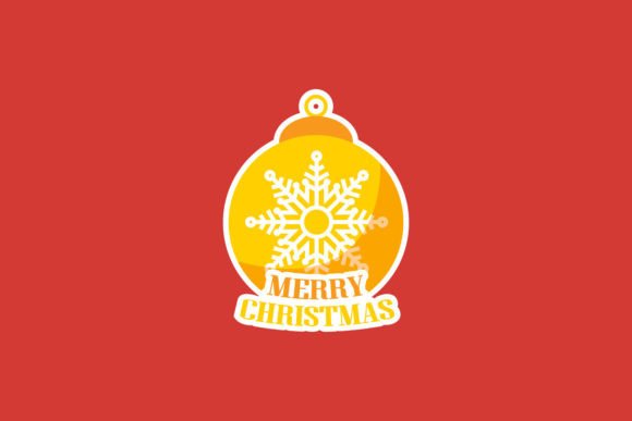 Flat Christmas Sticker Design Isolated: Illustrations Review