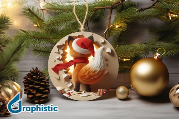 Fox 3D Christmas Ornament PNG Back 03 Illustrations