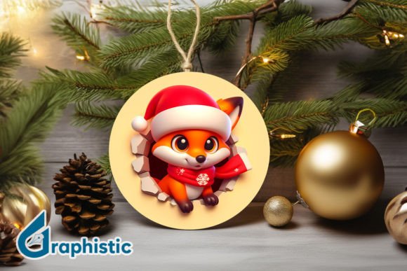 Fox 3D Christmas Ornament PNG Front 12 Illustrations