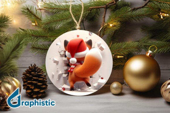 Fox 3D Christmas Ornament PNG: Illustrations