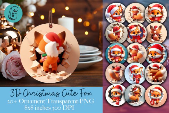 Fox Christmas Ornament Illustrations