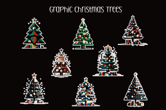 Graphic Christmas Trees: Festive Illustrations for Branding