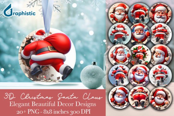 Ornament 2-side Santa Christmas Bundle Illustrations