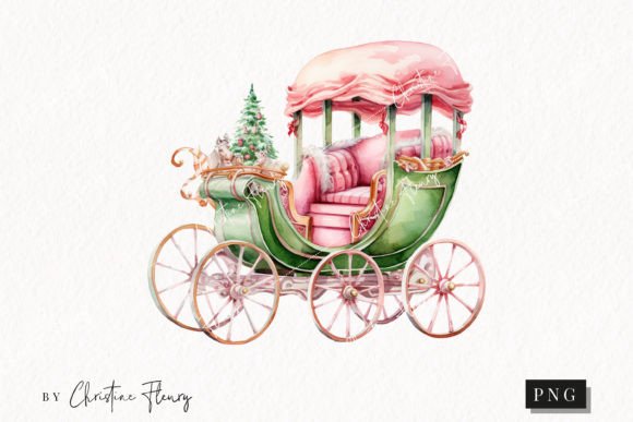 Pastel Watercolor Christmas Carriage Cli Illustrations