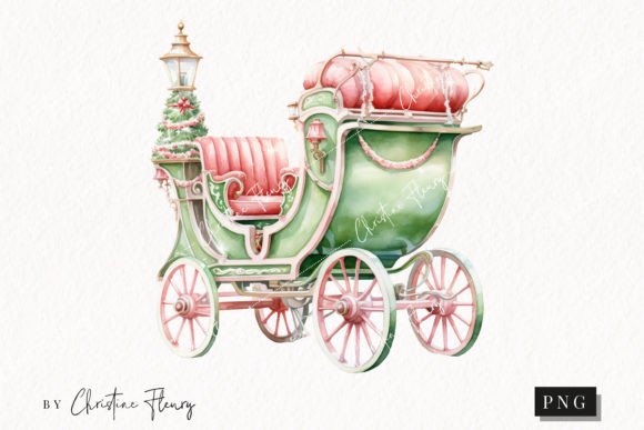 Pastel Watercolor Christmas Carriage PNG Review
