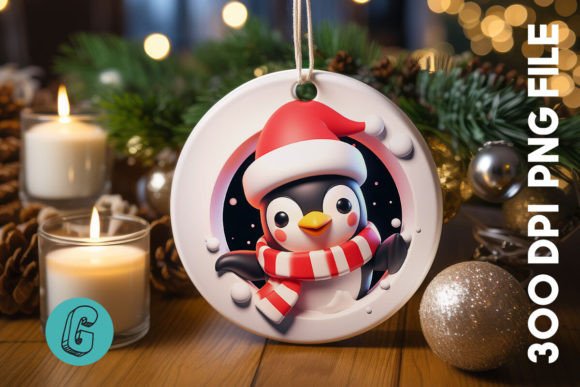 Penguin Christmas Ornament Front 88: Illustrations