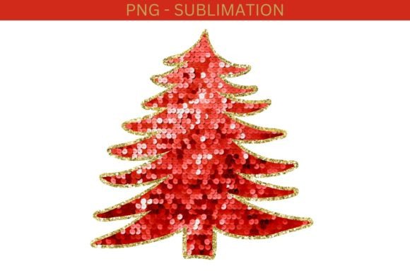 Red Sequin Christmas Tree PNG: Premium Illustrations