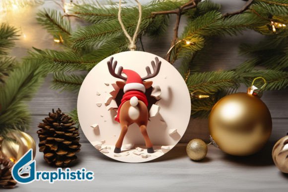 Reindeer 3D Ornament Back 33 Illustrations