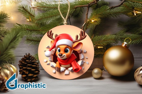 Reindeer 3D Ornament: Festive Illustrations
