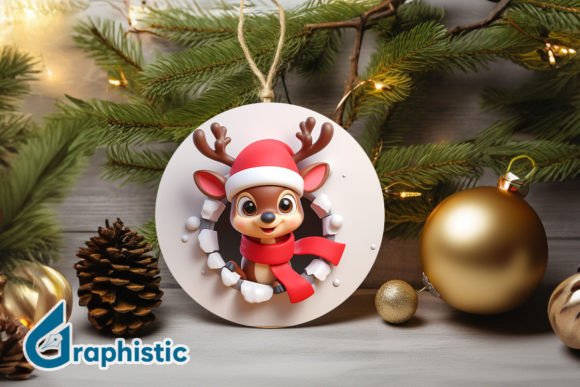 Reindeer 3D Ornament Front 32 Illustrations