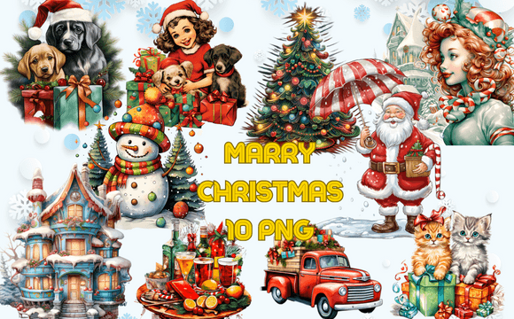 Retro Vivid Christmas Bundle: Bold Illustrations