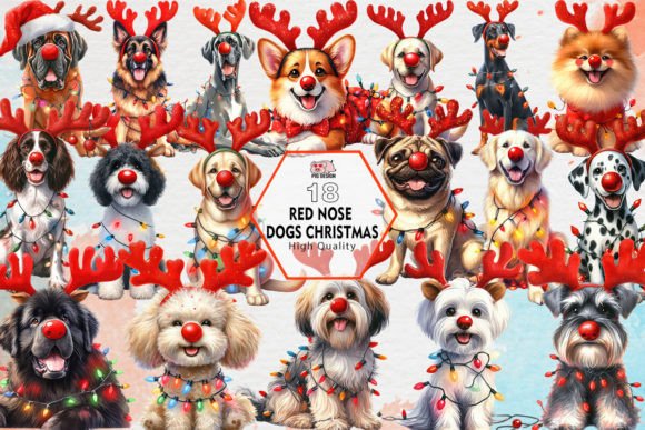 Reviewing Red Nose Dogs Christmas Clipart PNG for Embroidery