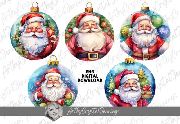 Santa Watercolor Ornament: Festive Illustrations