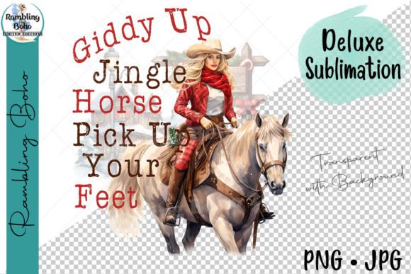 Sassy Christmas Cowgirl Giddy Up Jingle Illustrations