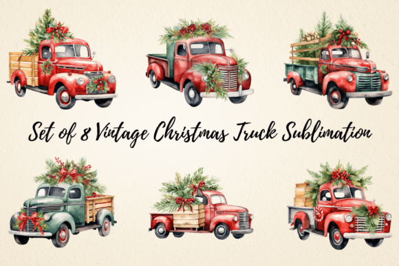 Vintage Christmas Truck Sublimation: Illustrations Review